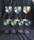 Vintage Mid Century Iridescent footed Glasses set x 7 Dorothy Thorpe