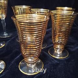 Vintage Mid Century Striped Wine Glasses and Goblets 11 pieces