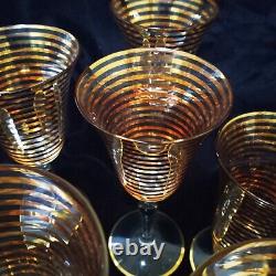 Vintage Mid Century Striped Wine Glasses and Goblets 11 pieces