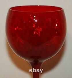 Vintage Mid-century Modern Cranberry Red Glass Stemmed Wine Goblets Set Of 4