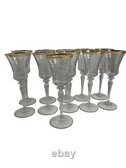 Vintage Mikasa Crystal JAMESTOWN GOLD Set of 118-3/4 Wine Goblets Optic