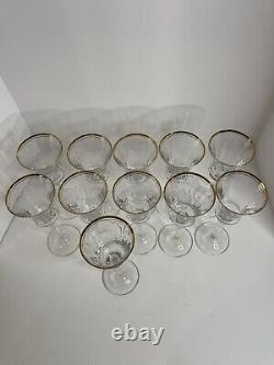 Vintage Mikasa Crystal JAMESTOWN GOLD Set of 118-3/4 Wine Goblets Optic