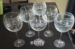Vintage Mikasa Etched Crystal Balloon Wine Glasses Set of 6