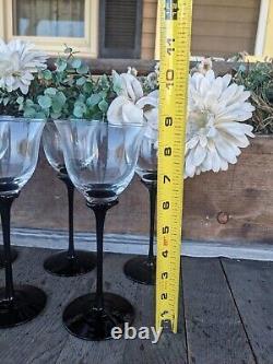 Vintage Mikasa Tulip Crystal Black Stemmed Wine Glasses (7)