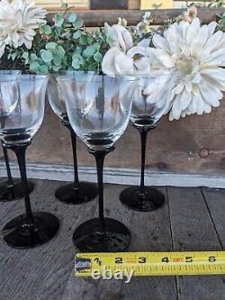 Vintage Mikasa Tulip Crystal Black Stemmed Wine Glasses (7)