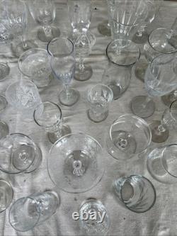 Vintage Mixed Glassware Lot 80-100 Pieces Wedding Decor Goblets Stemware