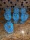 Vintage Moon & Star Blue Glass Wine Goblets 4.5 Set of 7