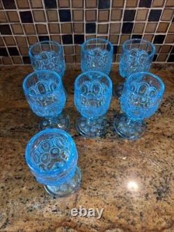 Vintage Moon & Star Blue Glass Wine Goblets 4.5 Set of 7
