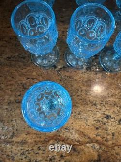 Vintage Moon & Star Blue Glass Wine Goblets 4.5 Set of 7