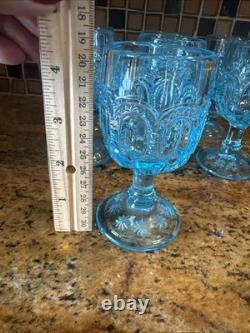 Vintage Moon & Star Blue Glass Wine Goblets 4.5 Set of 7