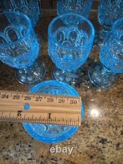 Vintage Moon & Star Blue Glass Wine Goblets 4.5 Set of 7