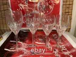 Vintage Moondust Crystal Bleikristal Germany 2 Water Goblets 2 Wine Glass New