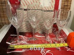 Vintage Moondust Crystal Bleikristal Germany 2 Water Goblets 2 Wine Glass New