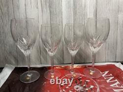 Vintage Moondust Crystal Bleikristal Germany 2 Water Goblets 2 Wine Glass New