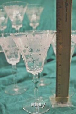 Vintage Morgantown Etched Wine Glass Water Goblet