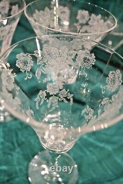 Vintage Morgantown Etched Wine Glass Water Goblet