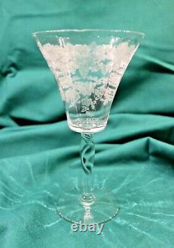 Vintage Morgantown Etched Wine Glass Water Goblet