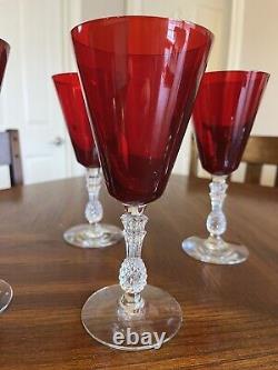 Vintage Morgantown PLANTATION Ruby Red Crystal Wine / Water Pineapple Stem 8443