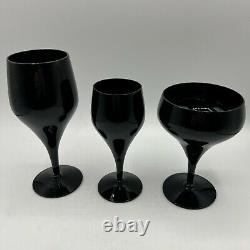 Vintage Morgantown Vision Ebony Stemware Glassware Black Glass Various 11 pieces