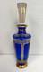 Vintage Moser Bohemian Blue Crystal Wine Cordial Glass 11.5 H withGold Accents