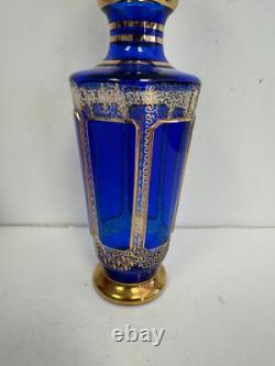 Vintage Moser Bohemian Blue Crystal Wine Cordial Glass 11.5 H withGold Accents Vintage Moser Bohemian Blue Crystal Wine Cordial Glass 11.5 H withGold Accents