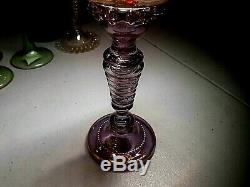 Vintage Moser Crystal-gilt/enamel In Amber&alexandrite-7 7/8 Roemer Wine Goblet