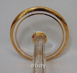 Vintage Moser GREEN CABOCHAN 8 Panels Bohemian Wine Glass Pair GOLD Set of 2