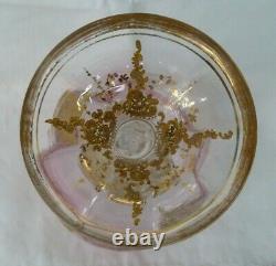 Vintage Moser Glass Gilt Crystal Wine Goblet Rose to Clear