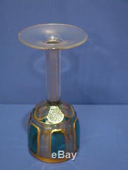 Vintage Moser  Unmarked Wine Stem Stemware Green Gold