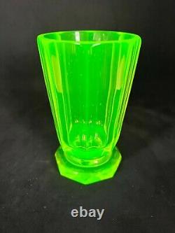 Vintage Moser Wine Glass/Vase In Uranium Vaseline Karlsbad Glass