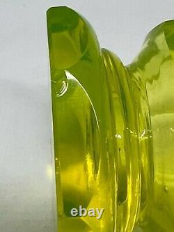 Vintage Moser Wine Glass/Vase In Uranium Vaseline Karlsbad Glass