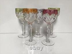 Vintage Multicolor Clear Cut Wine Glass Goblet For Gift Set of 5