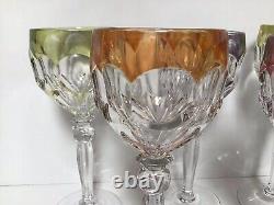Vintage Multicolor Clear Cut Wine Glass Goblet For Gift Set of 5