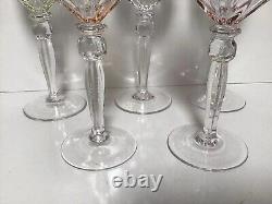 Vintage Multicolor Clear Cut Wine Glass Goblet For Gift Set of 5