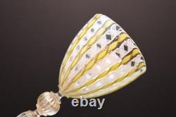 Vintage Murano Pastel Zanfirico Latticino Ribbon Aventurine Goblet Wine Glass 9
