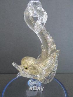 Vintage Murano Venetian Dolphin Stem Wine Glass Goblet