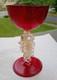 Vintage Murano Venetian Ruby Red Adventurine SEAHORSE Stem Wine Champagne Coup