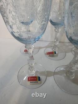 Vintage NAVARRE BLUE Large CLaret Wine 6 3/8 SET of 8