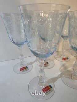 Vintage NAVARRE BLUE Large CLaret Wine 6 3/8 SET of 8