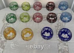 Vintage Nachmann 14-Piece Traube 7- Colors Hock Wine Glasses Germany 8 1/2