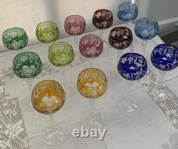 Vintage Nachmann 14-Piece Traube 7- Colors Hock Wine Glasses Germany 8 1/2