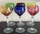 Vintage Nachtmann 124 Collection 6 Cut to Clear Crystal Multicolor Wine Glasses