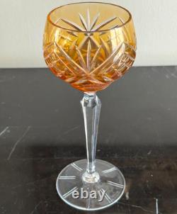 Vintage Nachtmann 124 Collection 6 Cut to Clear Crystal Multicolor Wine Glasses