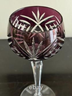 Vintage Nachtmann 124 Collection 6 Cut to Clear Crystal Multicolor Wine Glasses