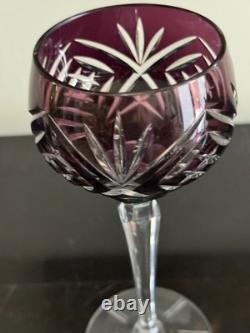 Vintage Nachtmann 124 Collection 6 Cut to Clear Crystal Multicolor Wine Glasses