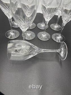 Vintage Nachtmann Crystal Fleurie Set Of 10 White Wine Glasses West Germany