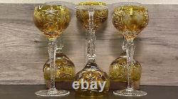 Vintage Nachtmann Traube Amber Tall Hock Wine Glasses 8 1/4 Set Of 6