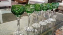 Vintage Nachtmann Traube Emerald Green Cut to Clear Crystal Wine Hock Glass 4.5 Vintage Nachtmann Traube Emerald Green Cut to Clear Crystal Wine Hock Glass 4.5
