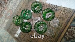 Vintage Nachtmann Traube Emerald Green Cut to Clear Crystal Wine Hock Glass 4.5