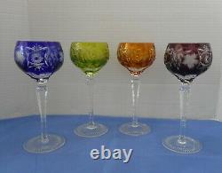 Vintage Nachtmann Traube Hock Multi Color Wine Glasses (lot Of 4)